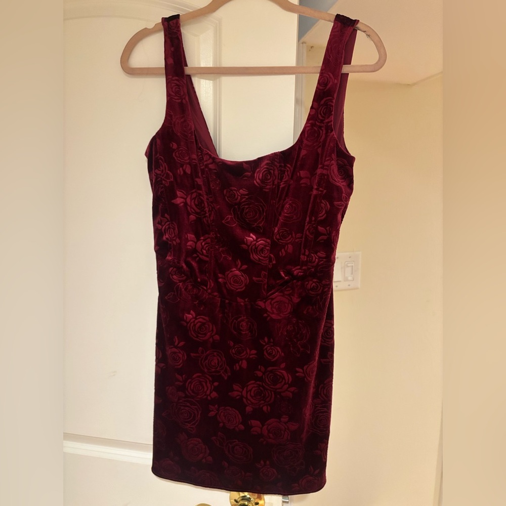 Blue Blush burgundy Velvet Dress